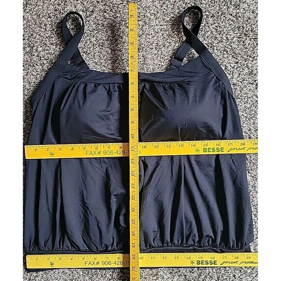Lands' End Women's 16W Black Tankini Top Swim Solid Tummy Hiding Blouson S832 - Picture 2 of 6